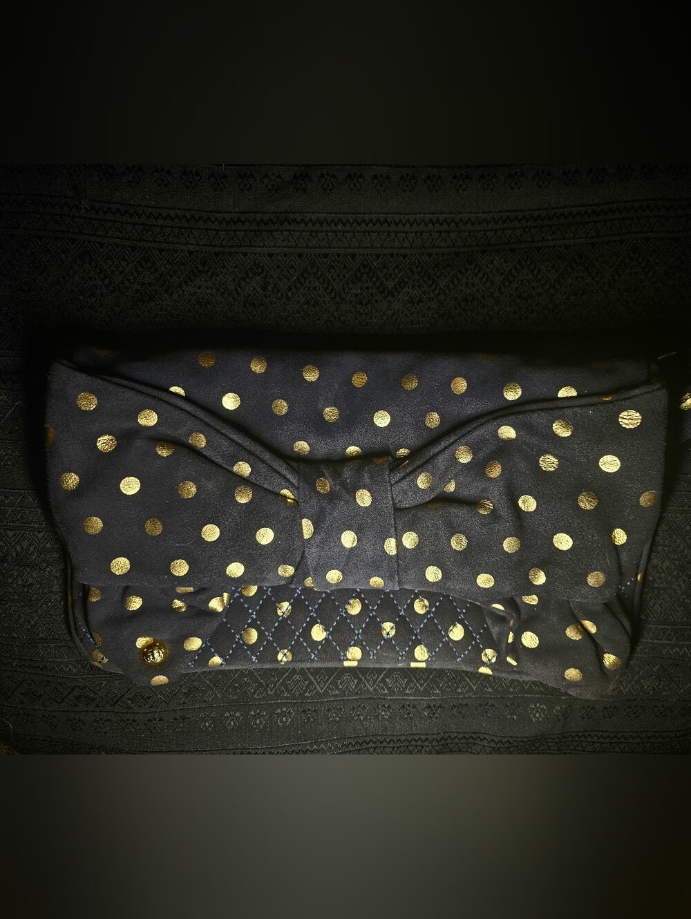Vintage JUICY COTURE Elegant Clutch Black Suede And Gold Polka Dots.